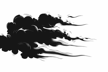 Mysterious Abstract Black Smoke Clouds: Dynamic Minimalist Digital Vector Illustration