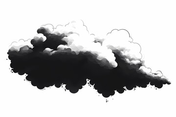 Dramatic Black and White Cloud Illustration: Textured Weather Concept for Digital Art Background