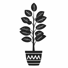 Botanical Illustration: Elegant Indoor Greenery and Potted Plant Silhouette for Urban Jungle Home Decor