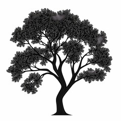Fototapeta premium Black Tree Silhouette Vector Illustration: Eco-Friendly Nature Artwork and Botanical Design