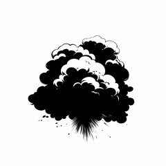 Dynamic Explosion Illustration: Black and White Cloud of Smoke and Powder Burst in Vector Graphic Design
