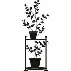 Modern Botanical Wall Decoration with Potted Plant Illustration | Greenery and Minimalist Design