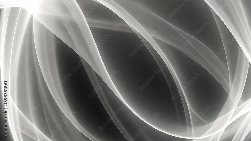 Poster translucent abstract lines and soft textures create ethereal design, evoking fluid movement and mesm