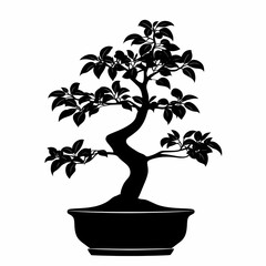 Bonsai Tree Vector Illustration: Decorative Japanese Plant for Indoor and Outdoor Serenity