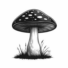 Black and White Mushroom Illustration: Intricate Fungal Art for Nature Lovers