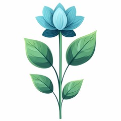Obraz premium Exotic Blue Lotus Flower Illustration: Botanical Design with Green Leaves for Eco-Friendly Home Decor & Wellness
