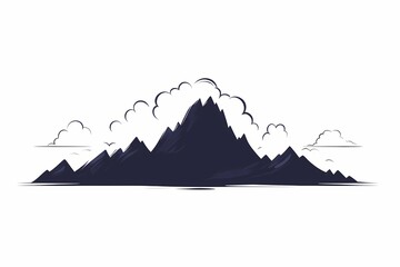 Abstract Mountain Silhouette Vector Illustration: Serene Black and White Landscape Design