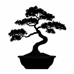 Bonsai Tree Art: Black Silhouette for Zen-inspired Home Decor & Meditation Spaces