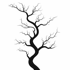 Elegant Black Silhouette of a Twisted Branch: A Minimalist Abstract Tree Design