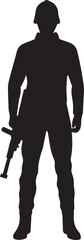 army vector illustration, army silhouette vector black and white full body