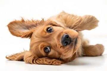 Charming Cocker Spaniel Puppy Lying Down | Cute Dog Pose | Floppy Ears Puppy | Adorable Pet Close-Up