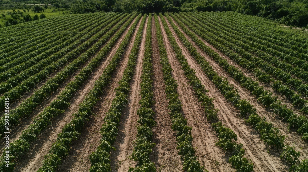 Poster a drone equipped with a camera capturing images of a soybean field from above, monitoring crop healt