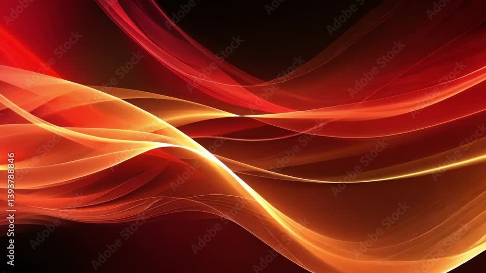 Poster dynamic abstract waves fluid movement and energy in vibrant red and orange background patterns