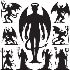black vector silhouette of devil