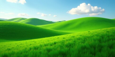 Fototapeta premium Rolling hill covered in emerald green grass, gentle slope, natural beauty, outdoor scene, nature scenery