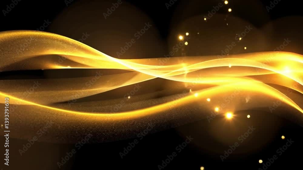 Aufkleber golden wave light effect abstract background design with sparkling particles, creating mesmerizing g