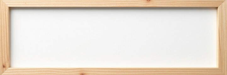 Simple wooden frame, unbleached canvas, pure white background, background, craft