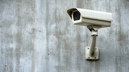 A smart security camera mounted on a modern wall with ample room for branding or copy space in the background.