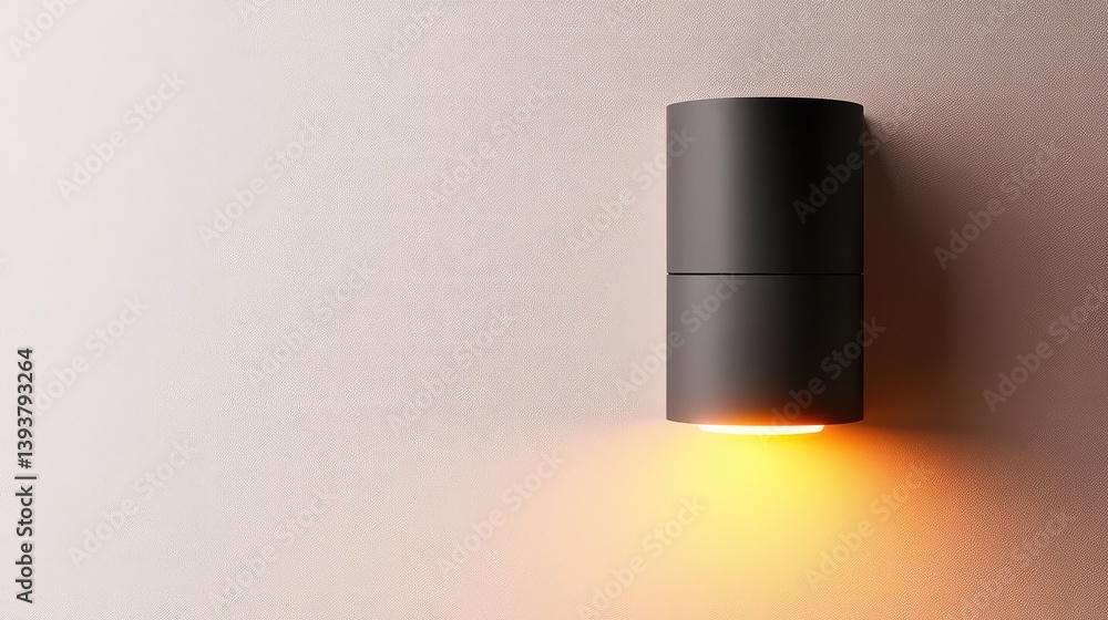 Poster a smart security camera on a smooth wall, backlit with soft glow and plenty of clean space around it
