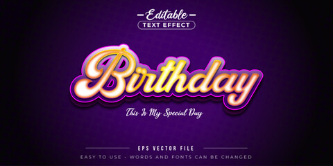 Birthday text, editable text effect.