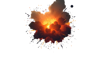 many round explosions of rocket interception blast or anti air gun shell hit or view from above on bang isolated on black - 3D illustration of object