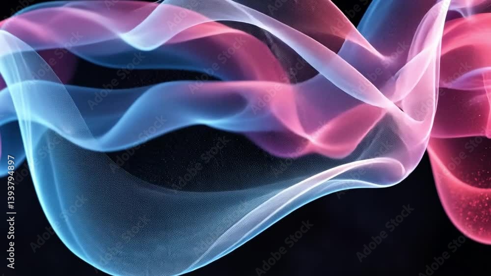 Poster dynamic abstract waves ethereal fluid energy in blue and pink gradients with transparency for mesmer