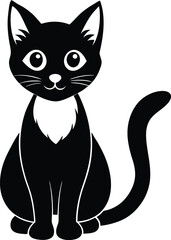 Cute Black Cat Silhouette Icon
