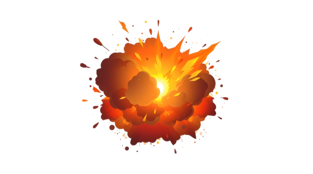 many round explosions of rocket interception blast or anti air gun shell hit or view from above on bang isolated on black - 3D illustration of object