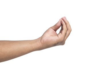 side view of male hand showing italian gesture isolated on white background. transparent png