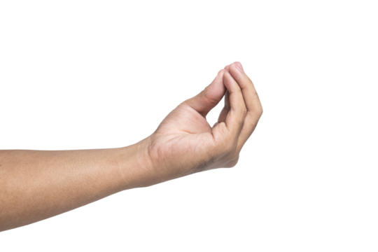 side view of male hand showing italian gesture isolated on white background. transparent png