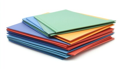 Stack of colorful notebooks isolated on white.