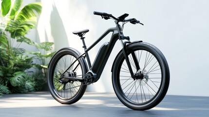 Fototapeta premium Modern Electric Bicycle With Sleek Design and Urban Aesthetic
