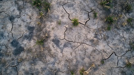 Reclaimed land showing contrast between degraded and regenerating soil, visible plant growth lines and copy space