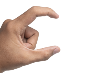 male hand holding something isolated on white background. use for placing a product. transparent png