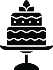 Decorated Two-Tiered Cake Silhouette Icon