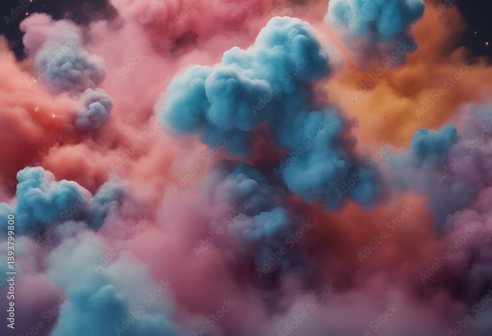 Wall mural web design poster abstract landing colorful color fluid colored clouds 3d explosion page smoke powde