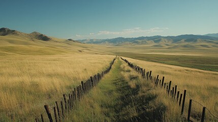 Obraz premium Rotational grazing fence setup dividing pasture for rest and regrowth, natural land management with open space