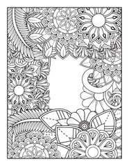 borders adult coloring pages. floral background with place for text