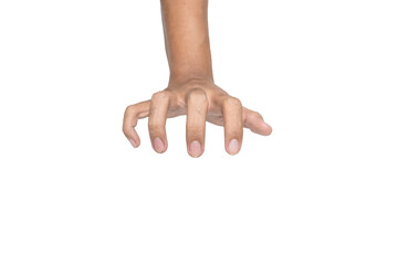 male puppeteer's hand gesture isolated on white background. transparent png