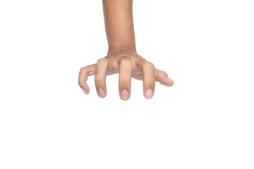 male puppeteer's hand gesture isolated on white background. transparent png