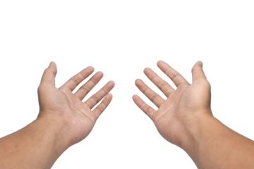 male hands holding, reaching, or grabbing something isolated on white background. transparent png