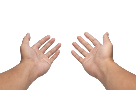 male hands holding, reaching, or grabbing something isolated on white background. transparent png - Powered by Adobe