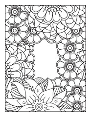 borders adult coloring pages. frame with flowers and leaves