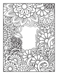borders adult coloring pages. floral background with flowers