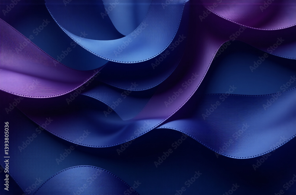 Poster abstract wavy ribbons in shades of blue and purple create a dynamic and flowing composition. the smo