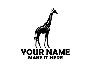 majestic giraffes standing tall with their distinctive spotted coats illustration, giraffe standing simple vector style, giraffes logo design