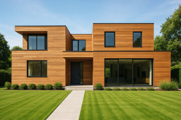 Modern Wooden House with Contemporary Design and Nature Integration