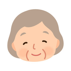 笑顔のシニア女性　高齢者　顔　アイコン