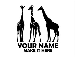 majestic giraffes standing tall with their distinctive spotted coats illustration, giraffe standing simple vector style, giraffes logo design