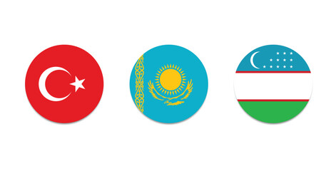 Nationa flag of Turkey and Kazakhstan,Uzbekistan flag circle vector illustration
